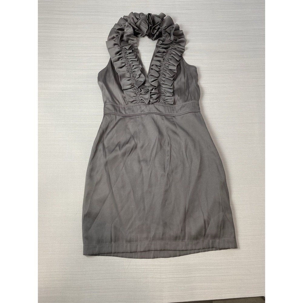 Esley Dress Size M Gray Metallic Ruffle Sleeveless‎ Knee Length Party